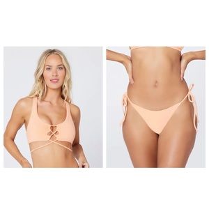 L*Space Terrycloth Bikini Set in Tangy, Dax Top and Lennox Bottom, NWT